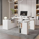 L-Shaped Electric Standing Desk with Drawers & Storage