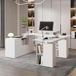L-Shaped Electric Standing Desk with Drawers & Storage