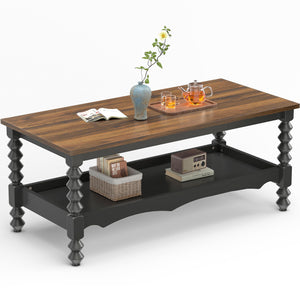 2-Tier Farmhouse Coffee Table with Storage