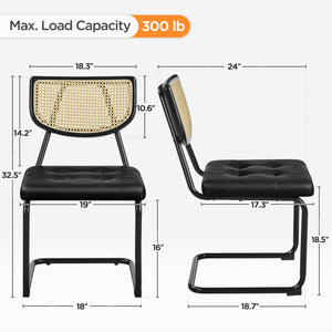 Mid-Century Modern Armless Dining Chairs – Faux Leather, Black