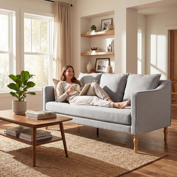 Farmhouse Loveseat Sofa – 63" Linen Grey
