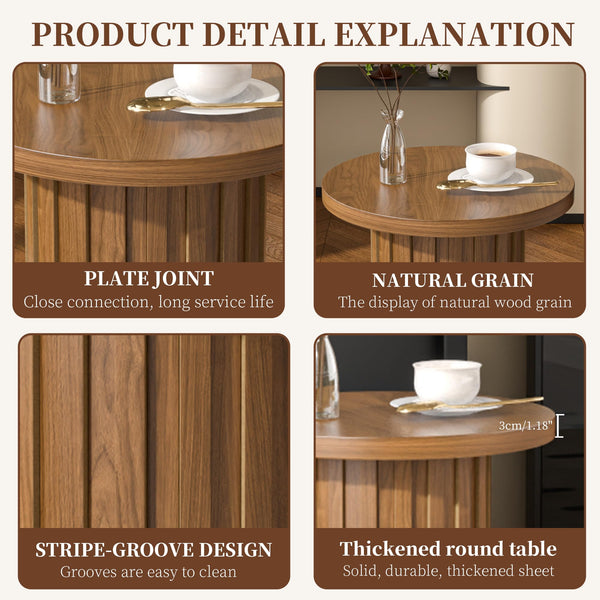 Round Fluted Pedestal End Table