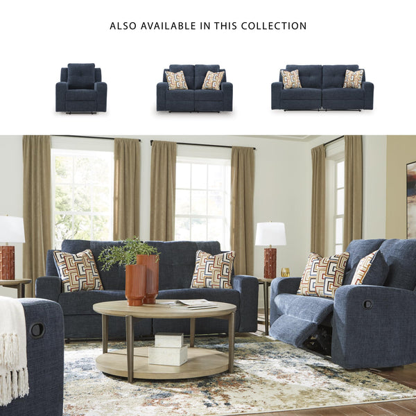 Reclining Sofa Set with Tufted Back & Pull Tab — Polyester Upholstery