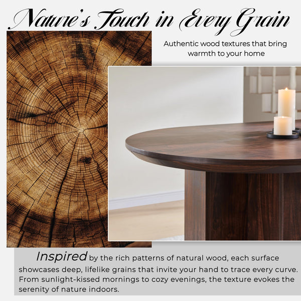 63" Oval Dining Table for 4-6 | Wood-Grain Top, T-Base, Dark Walnut
