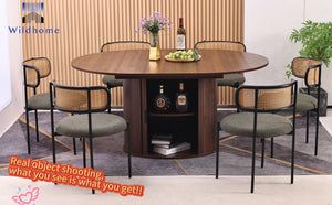 63 Inch Extendable Round Dining Table with 2-Tier Storage Shelf for 2-4-6