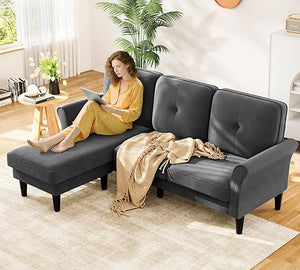 69" Velvet Loveseat Sofa with 2 Pillows | 700lb Capacity | Tool-Free Setup
