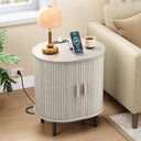 Fluted End Table with Storage & Charging Station