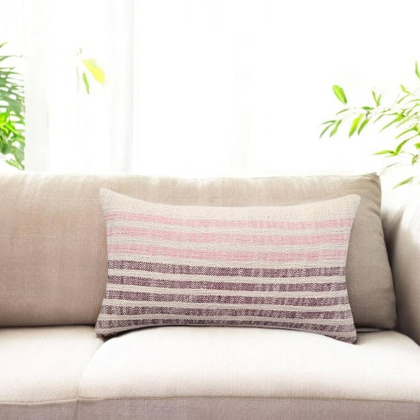 14x24 Lumbar Pillow Cover – Handwoven Cotton Accent Cushion