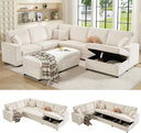 129-Inch Sectional Sofa with Storage Ottoman & Sleeper