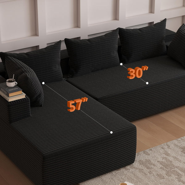 108" Modular Sectional Sofa L-Shape with Deep Seat