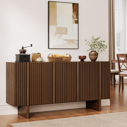 63" Fluted Sideboard Buffet Cabinet with Adjustable Shelves