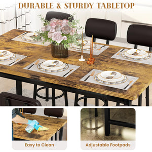 7-Piece Counter Height Bar Table Set with Upholstered Stools