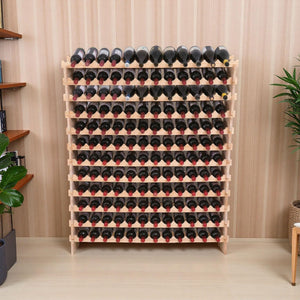 144-Bottle Freestanding Wood Wine Rack with Modular Stackable Shelves