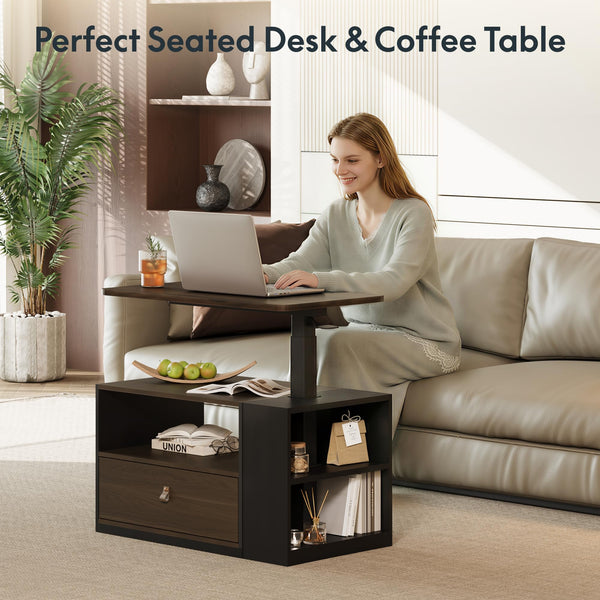 Height Adjustable Mobile Standing Desk with Storage