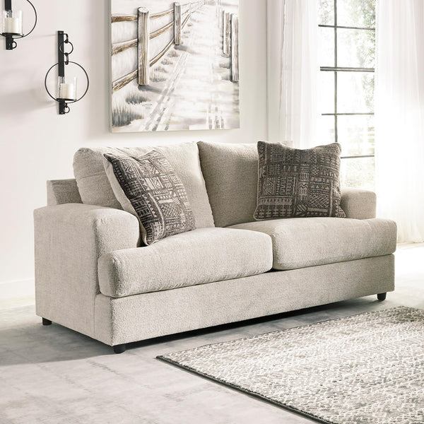 Contemporary Chenille Loveseat with Accent Pillows