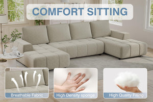 L-Shaped Sectional Sleeper Sofa with Storage & Pull-Out Bed