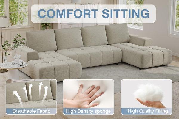 L-Shaped Sectional Sleeper Sofa with Storage & Pull-Out Bed