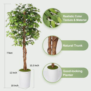 7 ft Artificial Ficus Tree with Planter