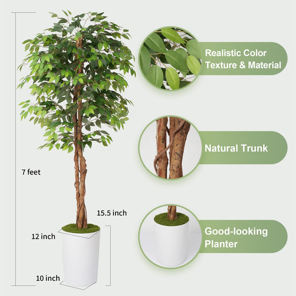 7 ft Artificial Ficus Tree with Planter