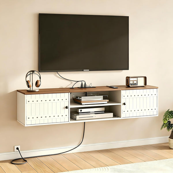 Farmhouse Floating TV Stand with Doors
