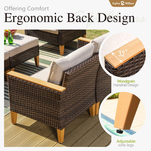 5-Piece Half Moon Outdoor Wicker Sectional Sofa Set