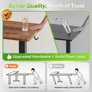 L-Shaped Electric Standing Desk with Power Outlets – 63 x 55 Inch Height Adjustable Corner Desk
