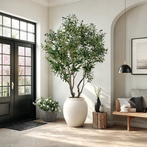 Artificial Olive Tree with Natural Trunk & Lifelike Olives