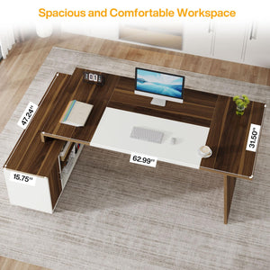L-Shaped Executive Office Desk with Storage