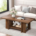 2-Tier Rustic Farmhouse Coffee Table with Storage Shelves