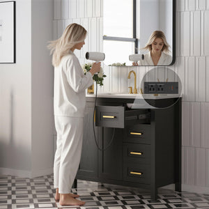36-Inch Black Bathroom Vanity with Sink and Storage