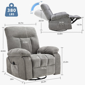 Swivel Recliner Chair with Massage, Heating & Footrest