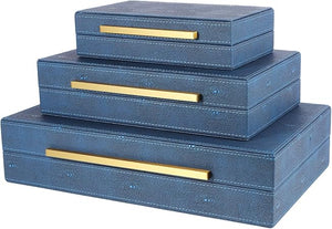 Faux Leather Decorative Boxes with Lids – Set of 3 Nesting Storage Boxes