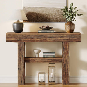 Farmhouse Console Table 2-Tier with Storage Shelves