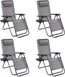 Zero Gravity Outdoor Lounge Chair Set of 2 with Cup Holder & Adjustable Pillow
