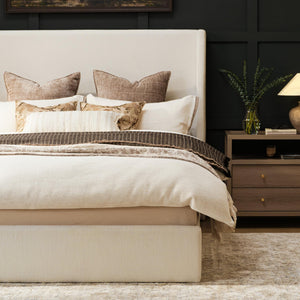 Queen/King Wingback Upholstered Platform Bed Frame