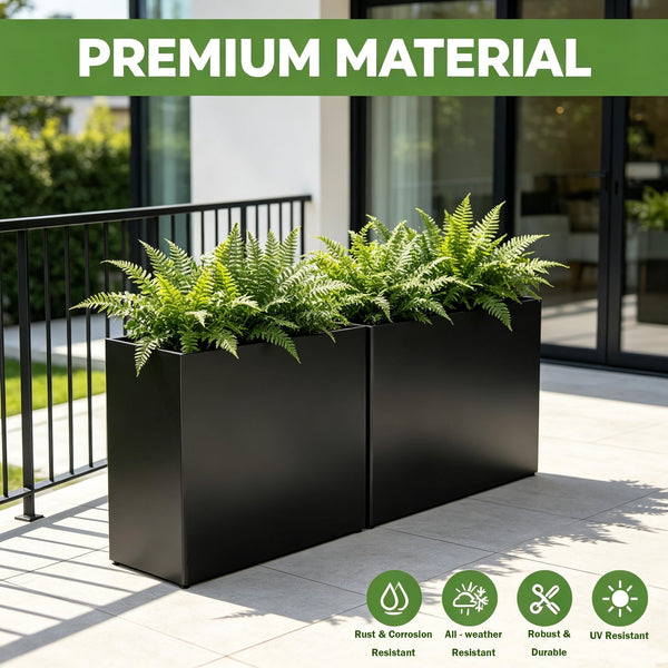Heavy Duty Metal Planter Box with Removable Shelf