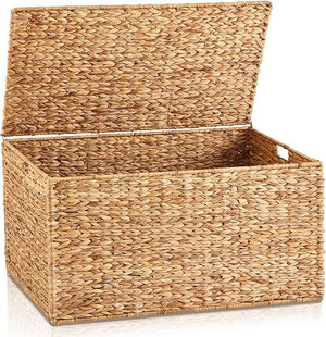 Water Hyacinth Wicker Storage Trunk with Lid