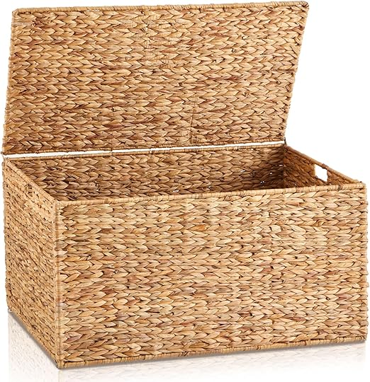 Water Hyacinth Wicker Storage Trunk with Lid