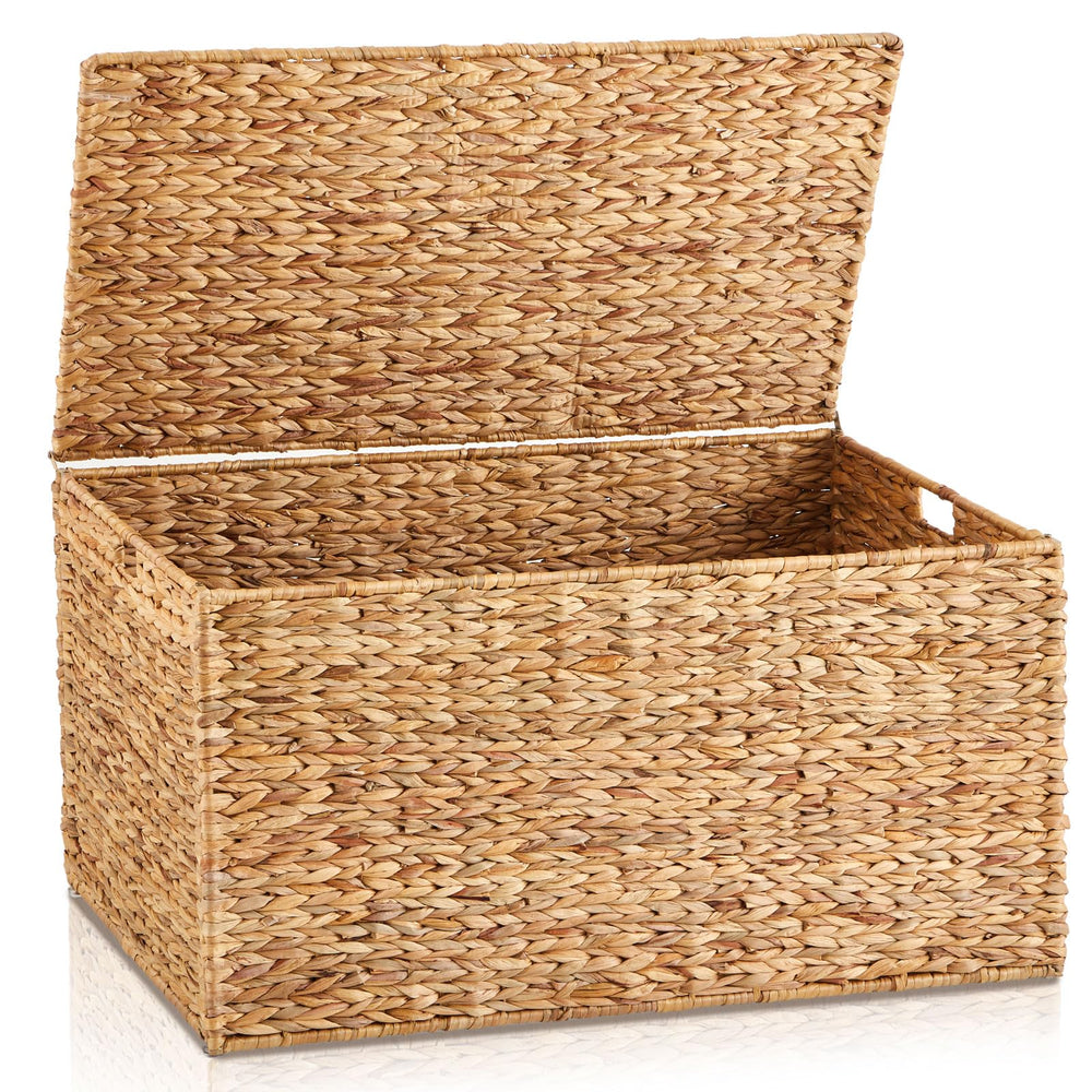 Water Hyacinth Wicker Storage Trunk with Lid