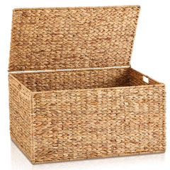 Water Hyacinth Wicker Storage Trunk with Lid