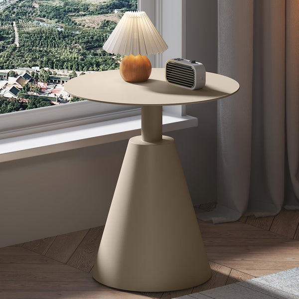 Round Aluminum Outdoor Side Table with Pedestal Base