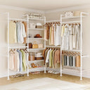 Wall Mounted Industrial Pipe Clothing Rack with 6 Rods & 8 Shelves