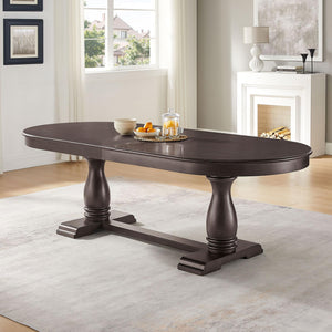 Oval Extendable Solid Wood Dining Table