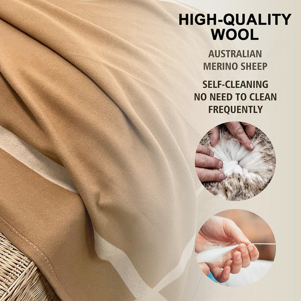 Wool Cashmere Throw Blanket — Camel, 75"x55"