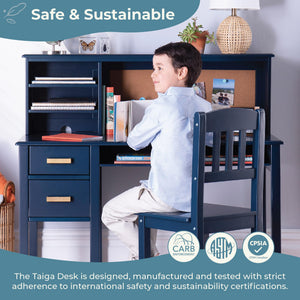 Kids Desk and Chair Set with Hutch and Storage