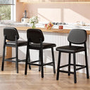 Counter Height Bar Stools Set of 3, 26" Upholstered Kitchen Bar Chairs with Metal Legs