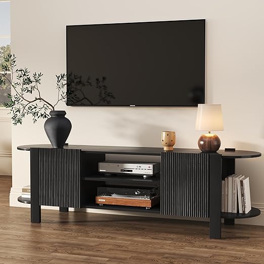 65" Fluted TV Stand with Storage Cabinet