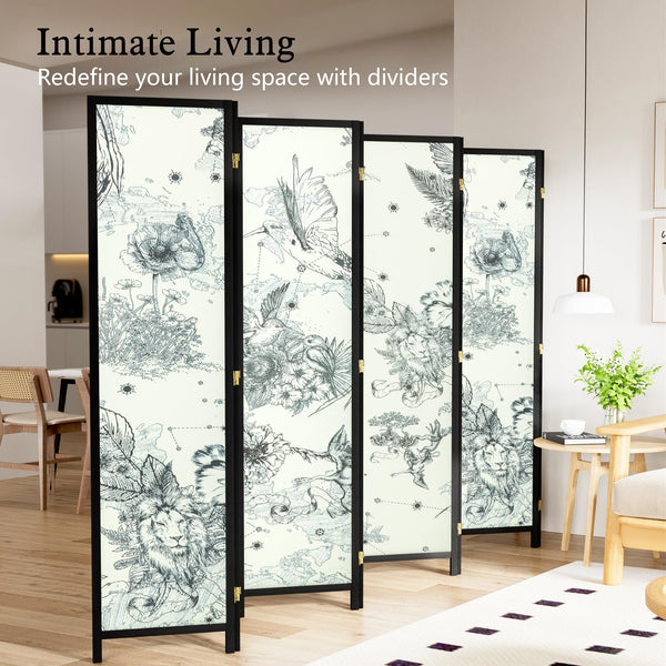8-Panel Folding Room Divider Screen