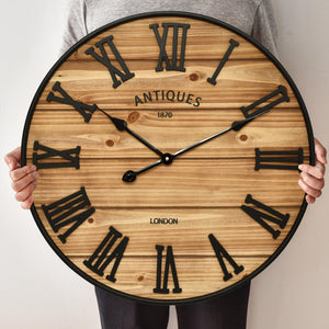 Farmhouse Wall Clock – Silent, Battery-Operated, Rustic Wood Finish