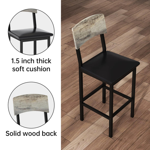 5-Piece Counter Height Dining Table Set with 4 Upholstered Bar Stools
